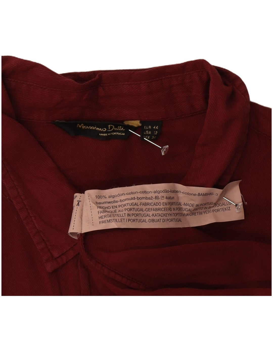 Koszula damska Massimo Dutti EU 44 XL, bordowa, bawełniana