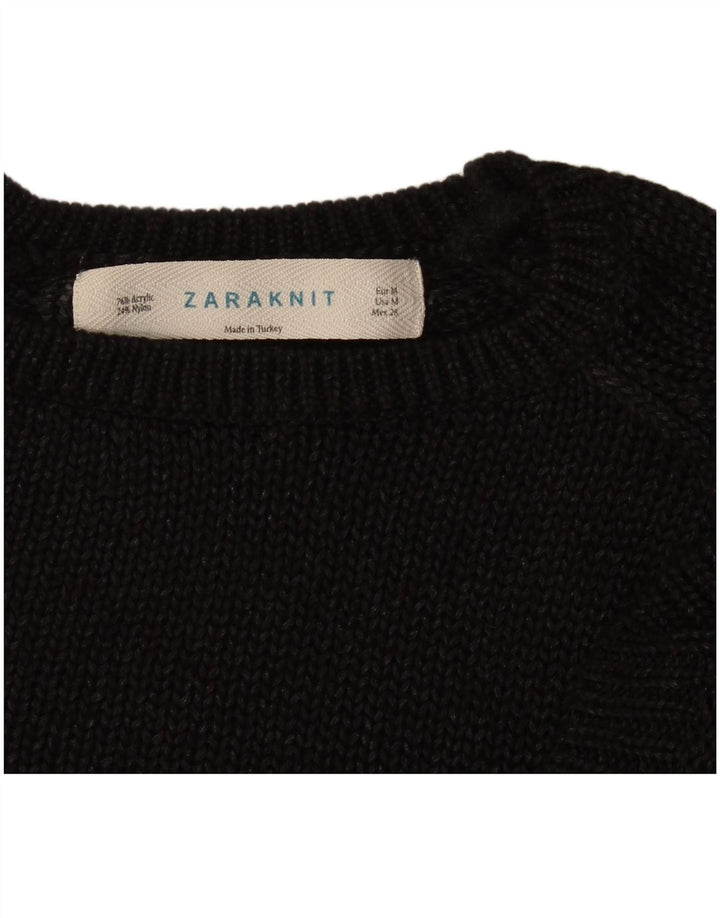 Sweter damski Zara z okrągłym dekoltem UK 14, średni czarny