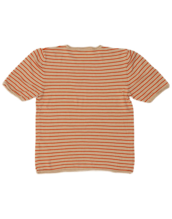 Damski T-shirt Zara Crop Top UK 12 Średni Beżowy Wiskoza w Paski