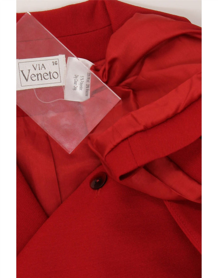 VIA VENETO Womens 4 Button Blazer Jacket UK 16 Large Red Wool Vintage Via Veneto and Second-Hand Via Veneto from Messina Hembry 