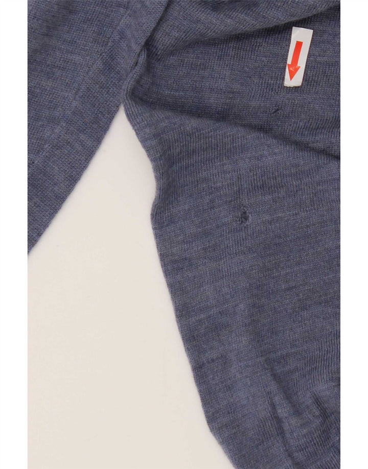Celio Męski sweter z dekoltem w kształcie litery V XL, niebieska wełna merynosów z niebieskimi plamkami