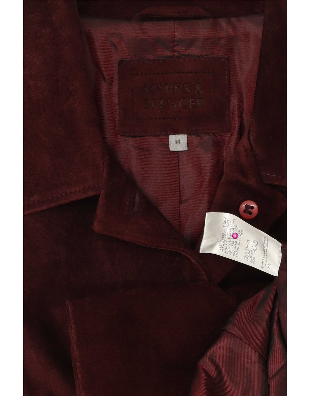 Marks & Spencer Damska marynarka zapinana na 5 guzików, UK 14, średni burgund