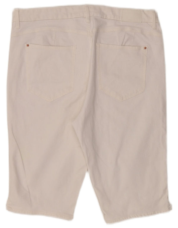 Marks & Spencer Damskie spodenki jeansowe z wysokim stanem UK 18 XL W36 Biała bawełna
