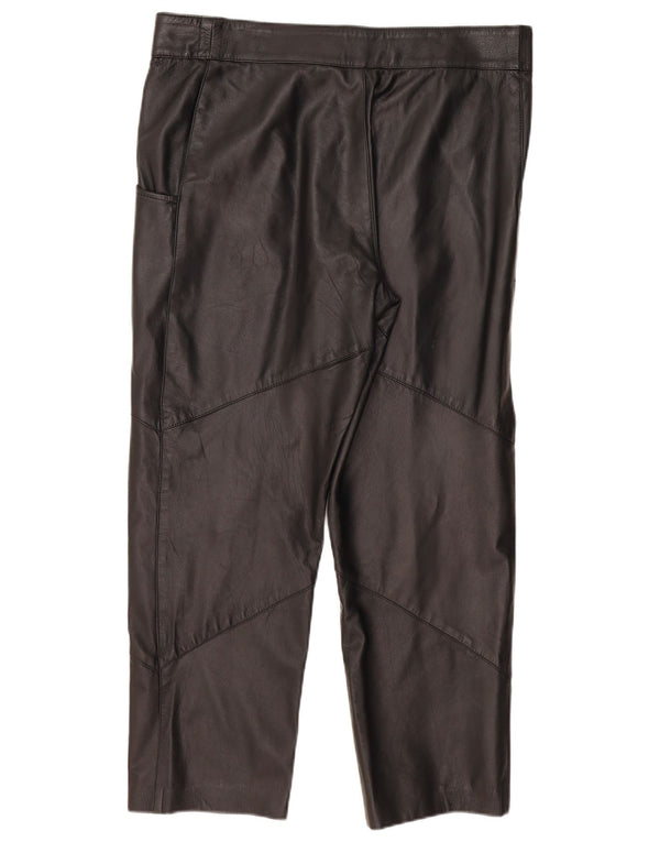 Proste skórzane spodnie damskie VINTAGE IT 50 Large W38 L29 Black