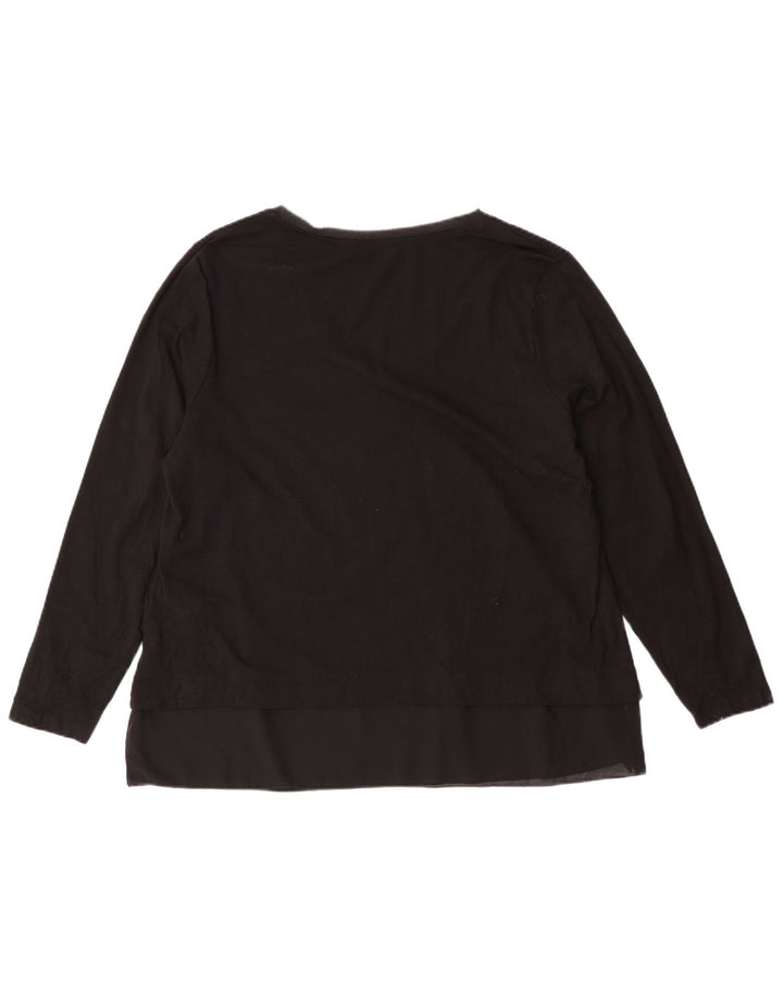 Damski top graficzny Fiorella Rubino z długim rękawem, UK 14, średnia czarna bawełna