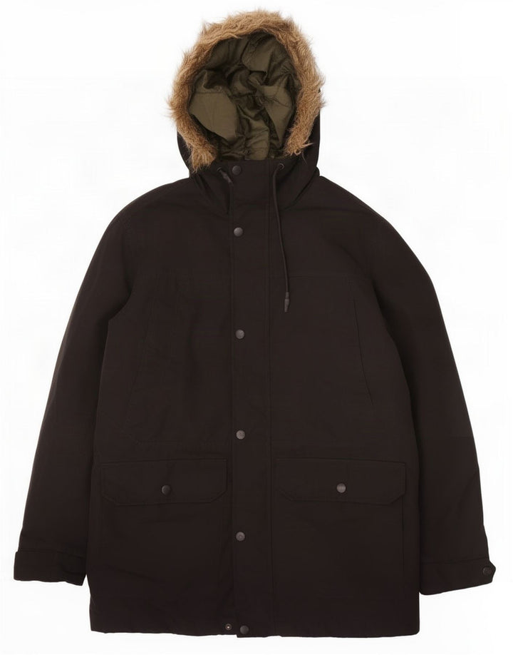 Męska kurtka parka z kapturem Jack & Jones UK 38, średni czarny poliester