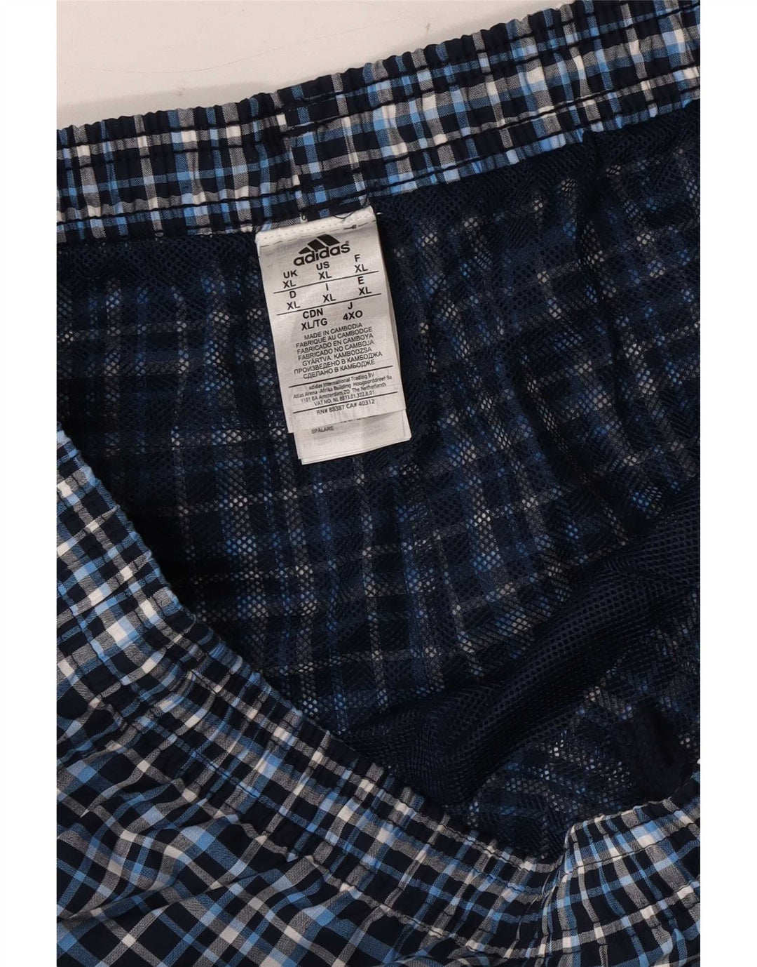 Męskie spodenki kąpielowe Adidas XL w niebieską kratkę, poliester