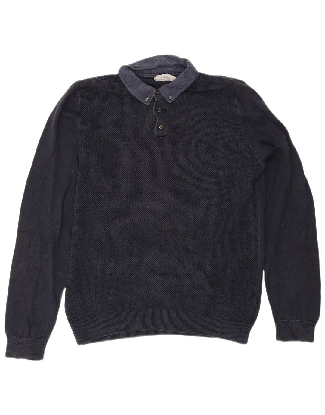 MARKS & SPENCER Męski sweter polo w kolorze średniego granatu