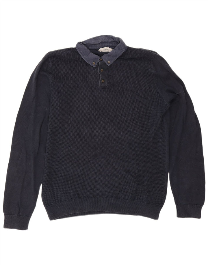 MARKS & SPENCER Męski sweter polo w kolorze średniego granatu