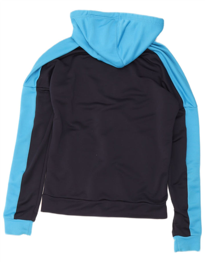 Adidas Męski sweter z kapturem i zamkiem błyskawicznym, mały, granatowy, z blokami kolorów, poliester