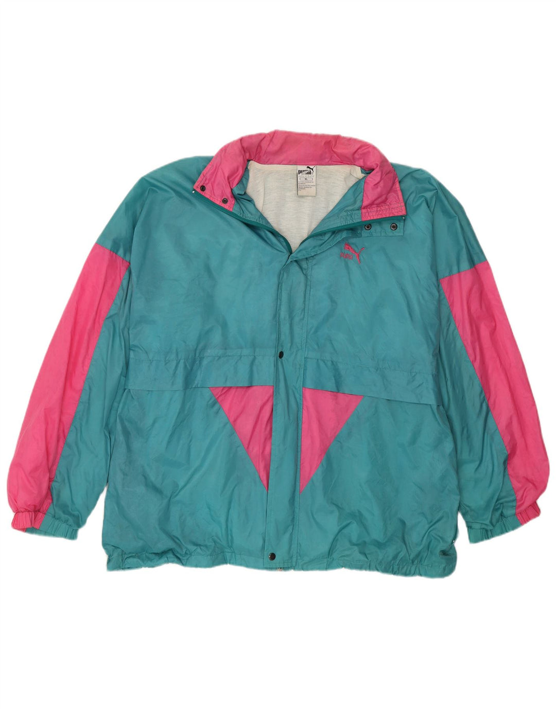 Męska kurtka przeciwdeszczowa PUMA z kapturem UK 42 XL Niebieski nylon z blokami kolorów