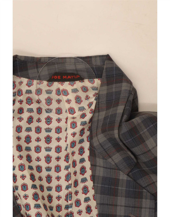 Męska marynarka zapinana na 2 guziki, vintage, UK 40, duża, szara, bawełniana krata