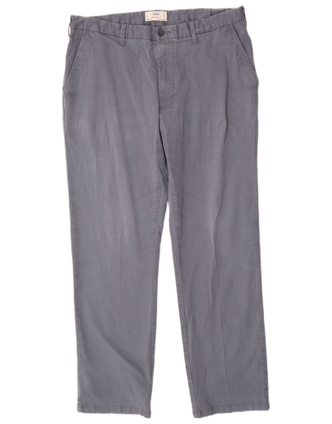 Męskie spodnie Chino o regularnym kroju Marks & Spencer W38 L31 Niebieska bawełna