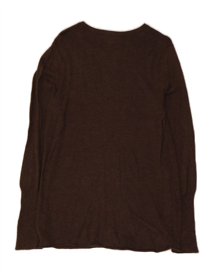 MOSSIMO Womens Boat Neck Jumper Sweater UK 14 Large Brown Nylon Vintage Mossimo and Second-Hand Mossimo from Messina Hembry 