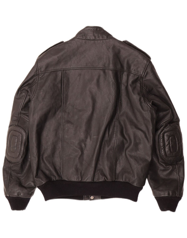 Męska kurtka wojskowa skórzana VINTAGE IT 54 2XL czarna skóra