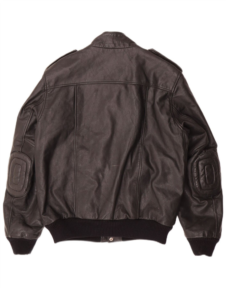 Męska kurtka wojskowa skórzana VINTAGE IT 54 2XL czarna skóra