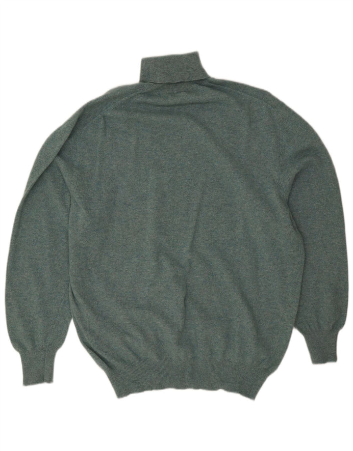 Vintage męski sweter z golfem, duży, zielony