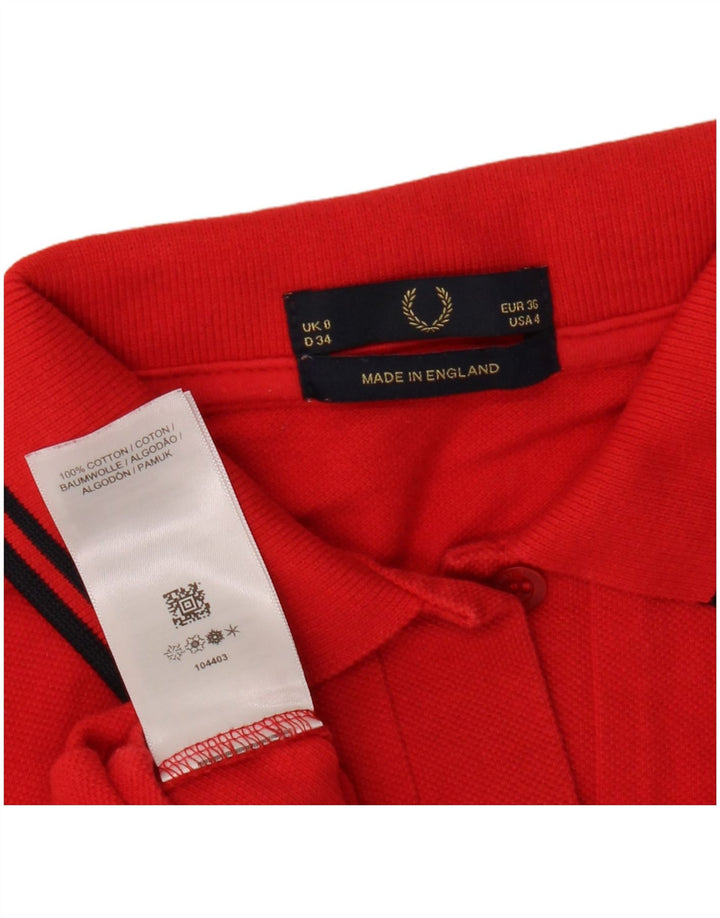 Damska koszulka polo Fred Perry, UK 8, mała, czerwona, bawełniana