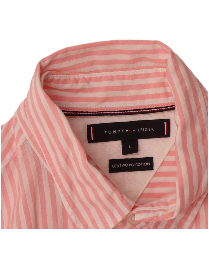 Koszula męska Tommy Hilfiger, duża, różowa, bawełniana w prążki