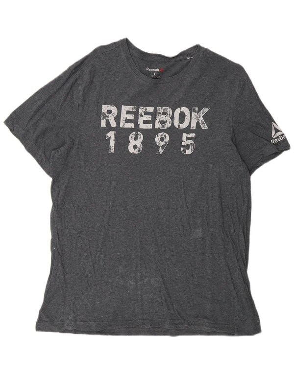Męska koszulka Reebok z grafiką, duża, szara