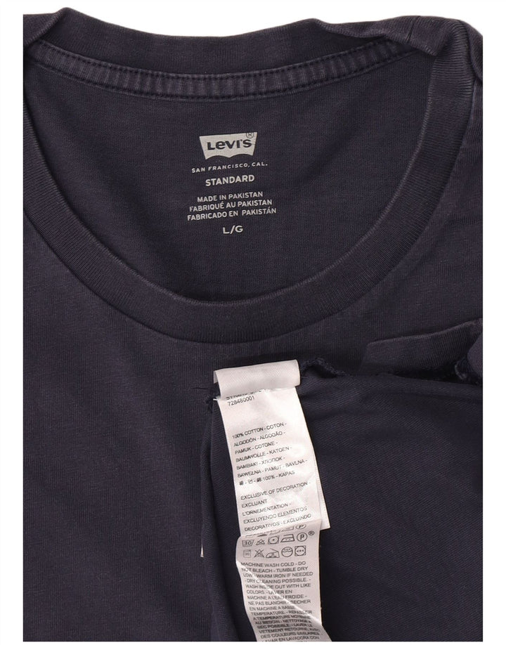 Męski standardowy top Levi's z długim rękawem, duży, granatowy, bawełniany