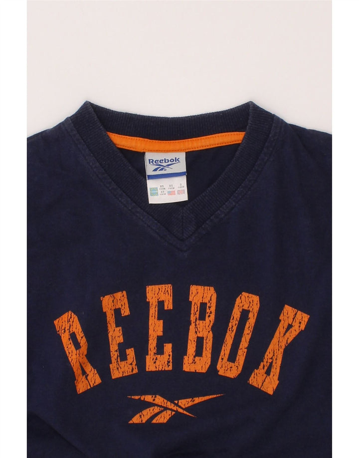 Chłopięcy T-shirt Reebok z grafiką, 5-6 lat, granatowy