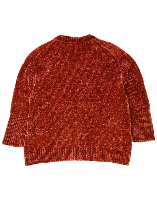 Damski sweter oversize z dekoltem w kształcie litery V Zara UK 10, mały, brązowy poliester