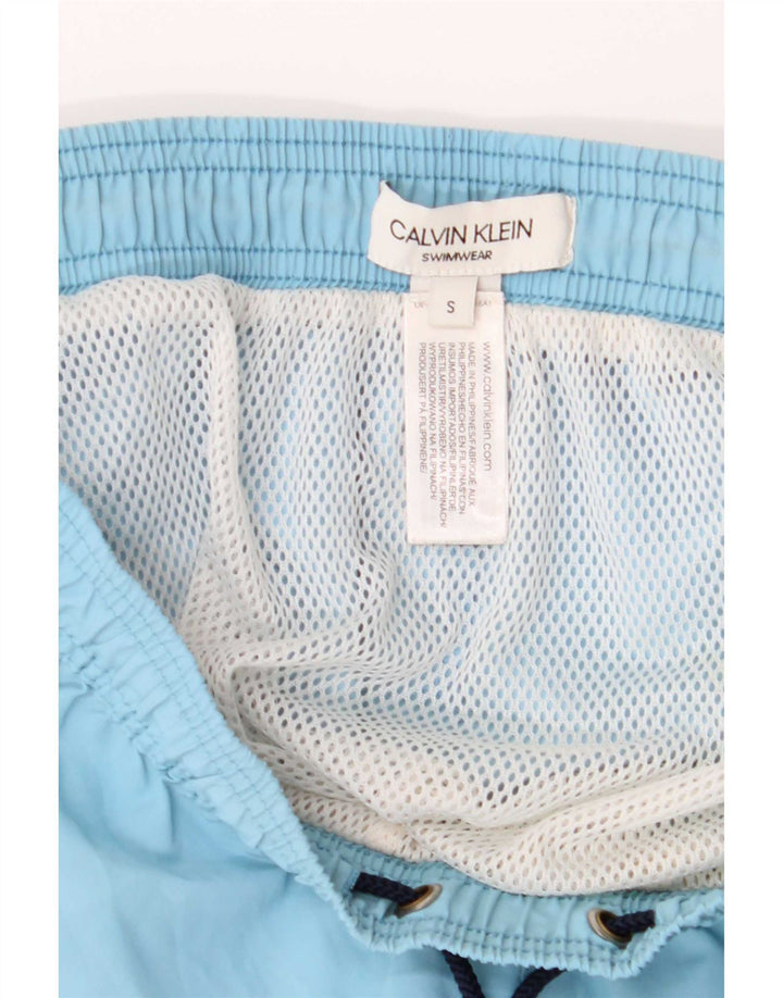 Męskie spodenki kąpielowe Calvin Klein z grafiką, mały niebieski, poliester z blokami kolorów