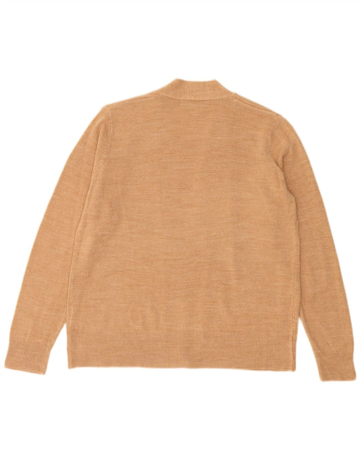Marks & Spencer Damski sweter rozpinany UK 14 Średni Beż Akryl