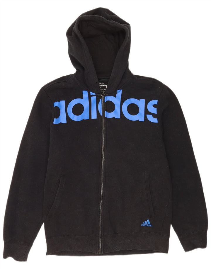 Męski sweter z kapturem i zamkiem błyskawicznym Adidas, średni czarny, bawełniany