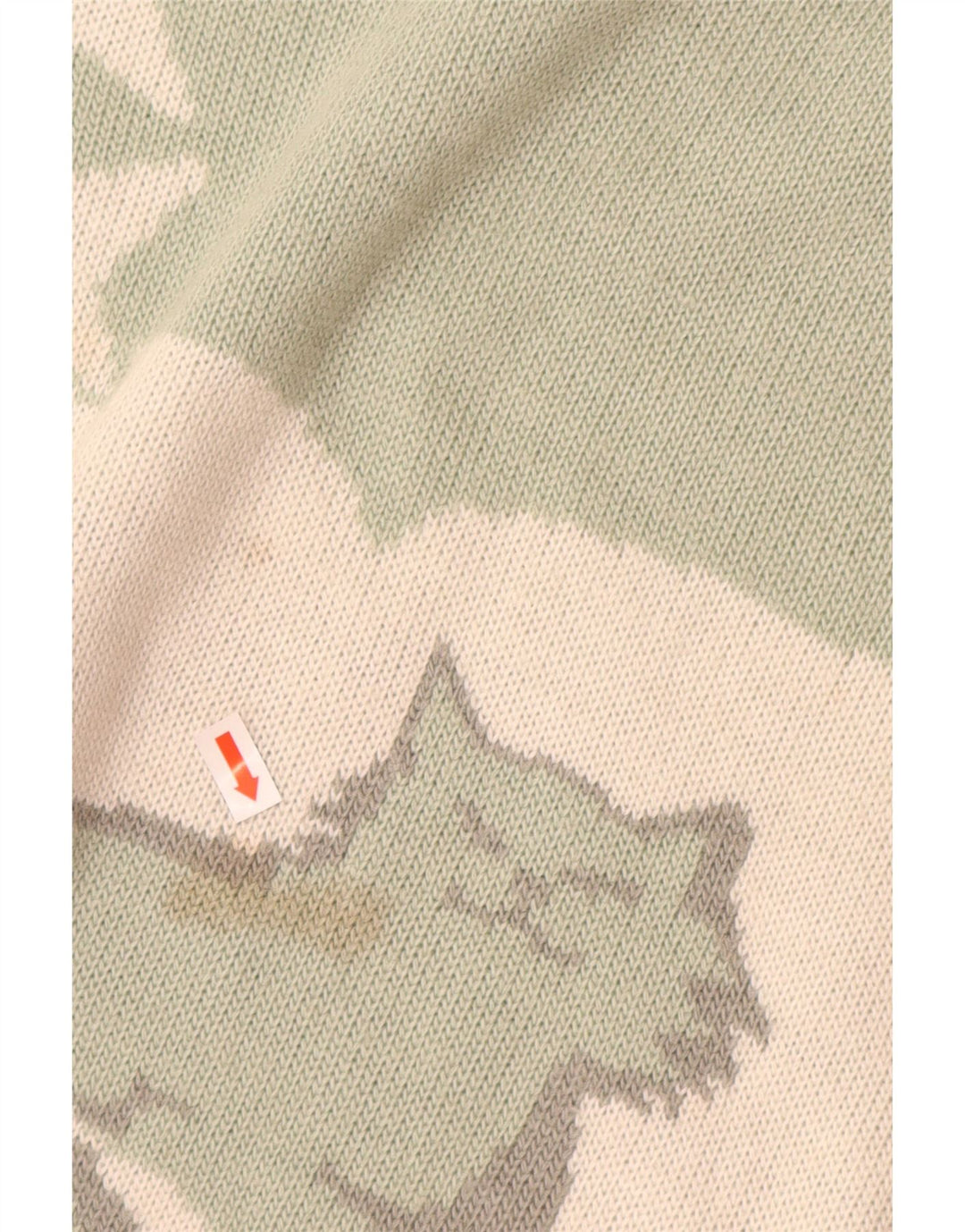 Sweter damski VINTAGE z golfem UK 16, duży, zielony nadruk zwierzęcy