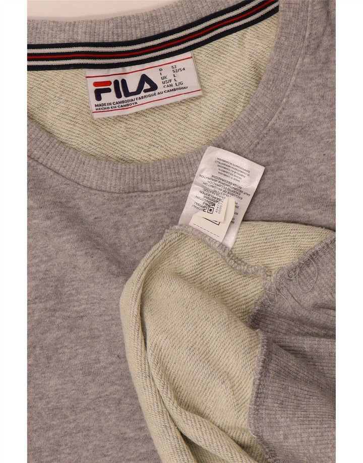 Męski sweter z grafiką Fila, duży, szary poliester