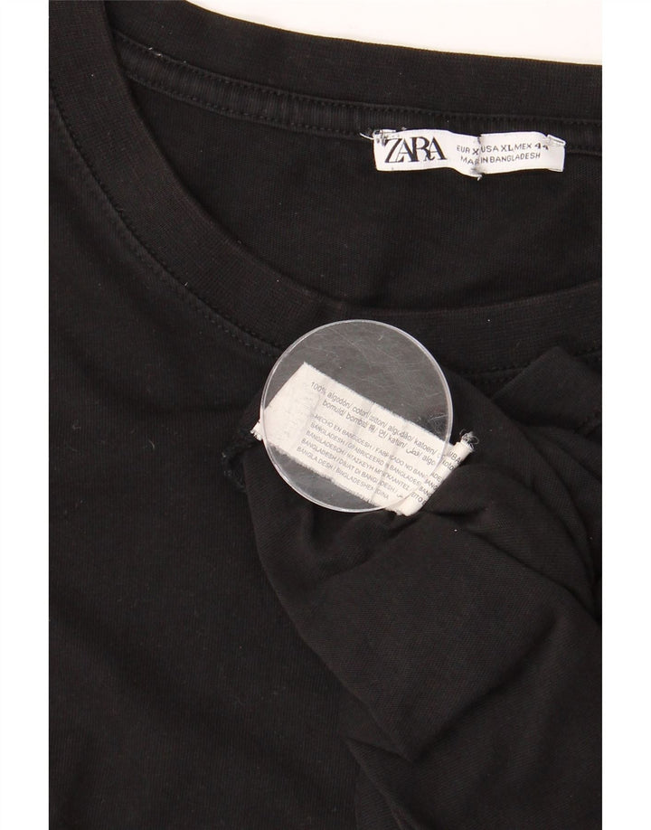 Męska koszulka T-shirt ZARA XL, czarna, bawełniana
