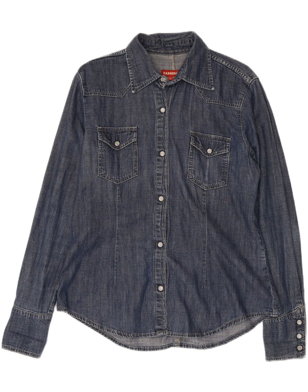 CARRERA Womens Denim Shirt UK 14 Large Blue Cotton