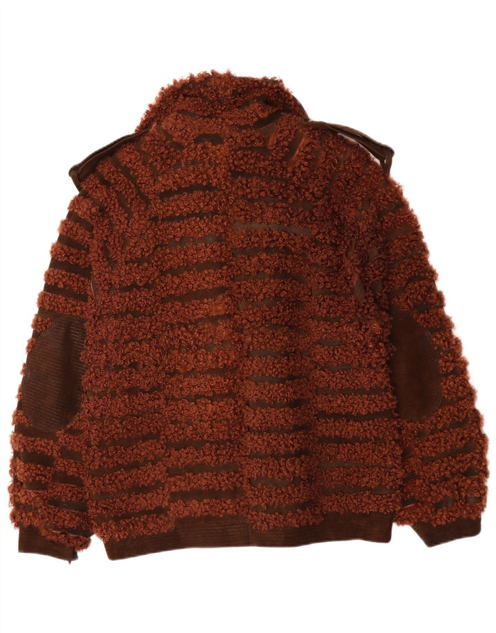 Damska kurtka bomberka VINTAGE UK 16 w duże brązowe paski