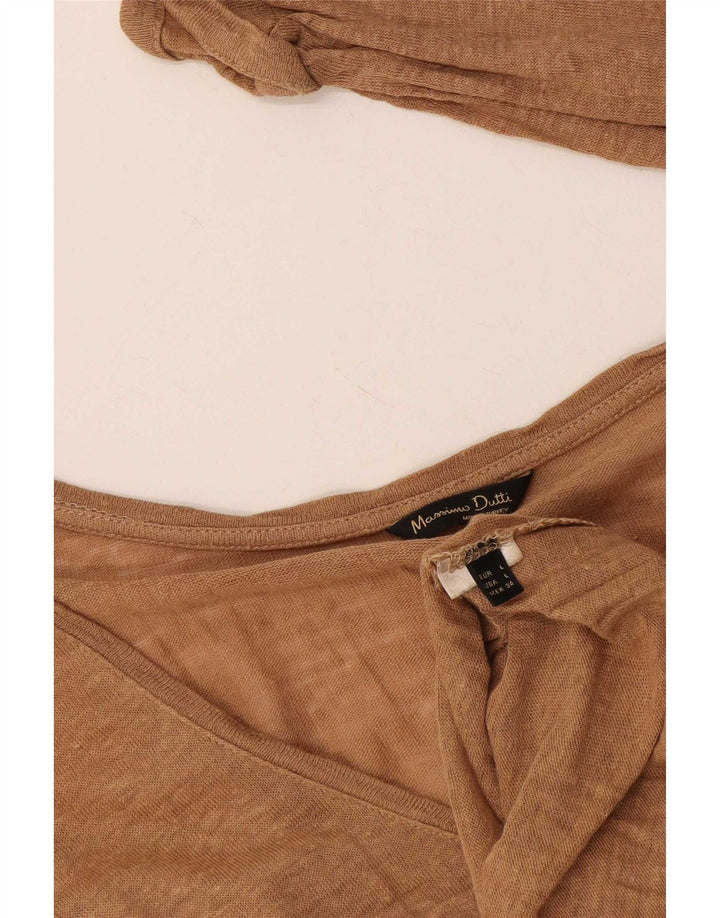 Damski top Massimo Dutti z długim rękawem UK 14, duży, brązowy, nakrapiany