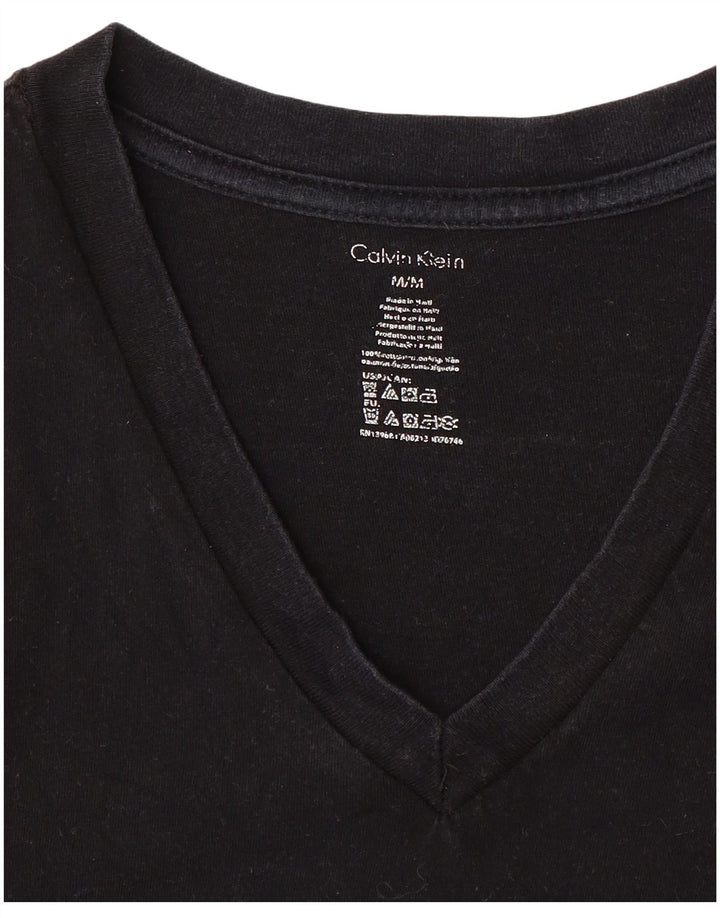 CALVIN KLEIN Męski T-shirt Top, średni czarny, bawełniany
