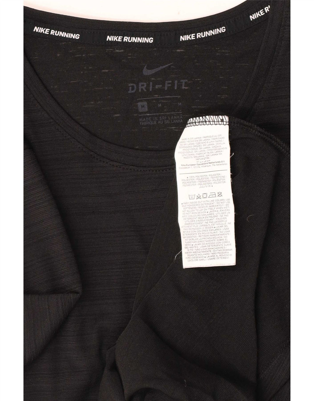 Męski T-shirt Nike Dri Fit Top, średni czarny poliester w prążki
