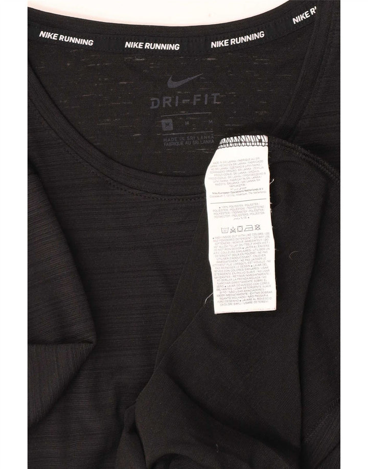 Męski T-shirt Nike Dri Fit Top, średni czarny poliester w prążki