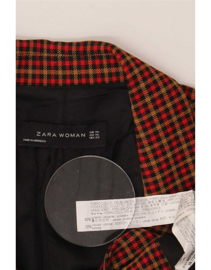 Damska marynarka Zara zapinana na 2 guziki, UK 18 XL, wielokolorowa, poliester w kratę
