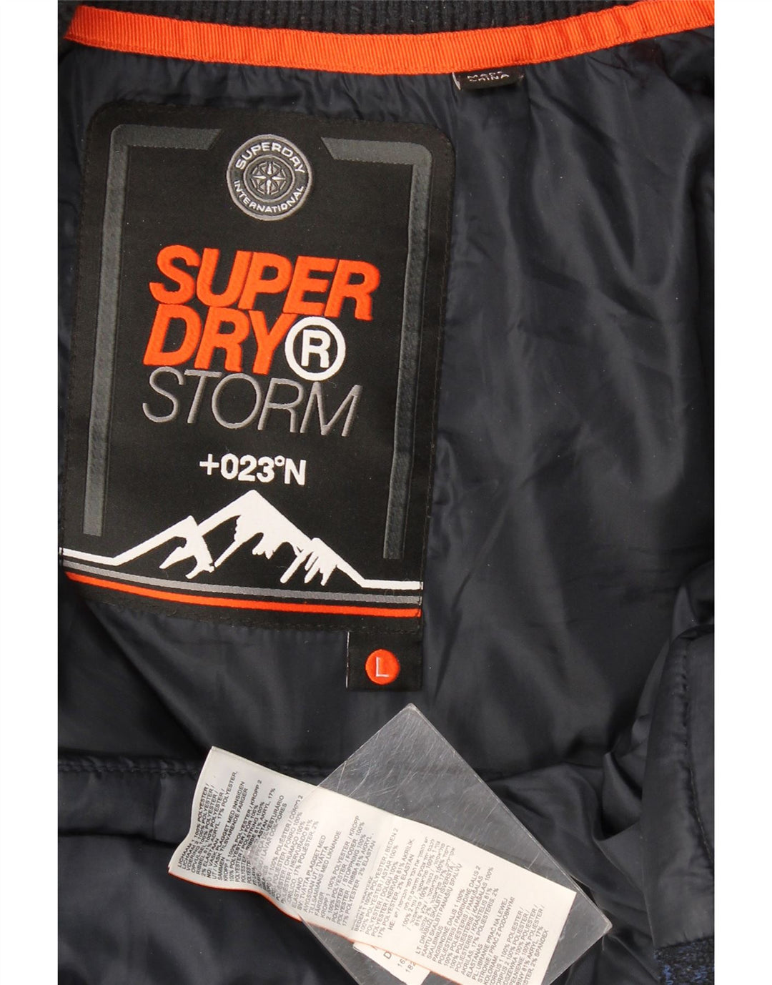 Męska ocieplana kurtka z kapturem Superdry UK 40, duży, granatowy, nakrapiany poliester