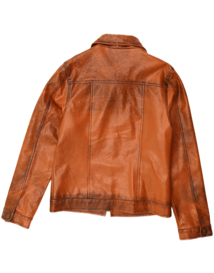 Kurtka skórzana damska VINTAGE UK 14, duża brązowa