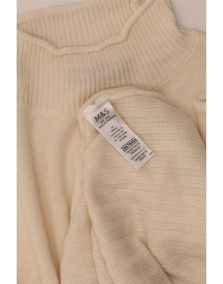 Marks & Spencer Damski sweter z golfem, UK 10, mały beż