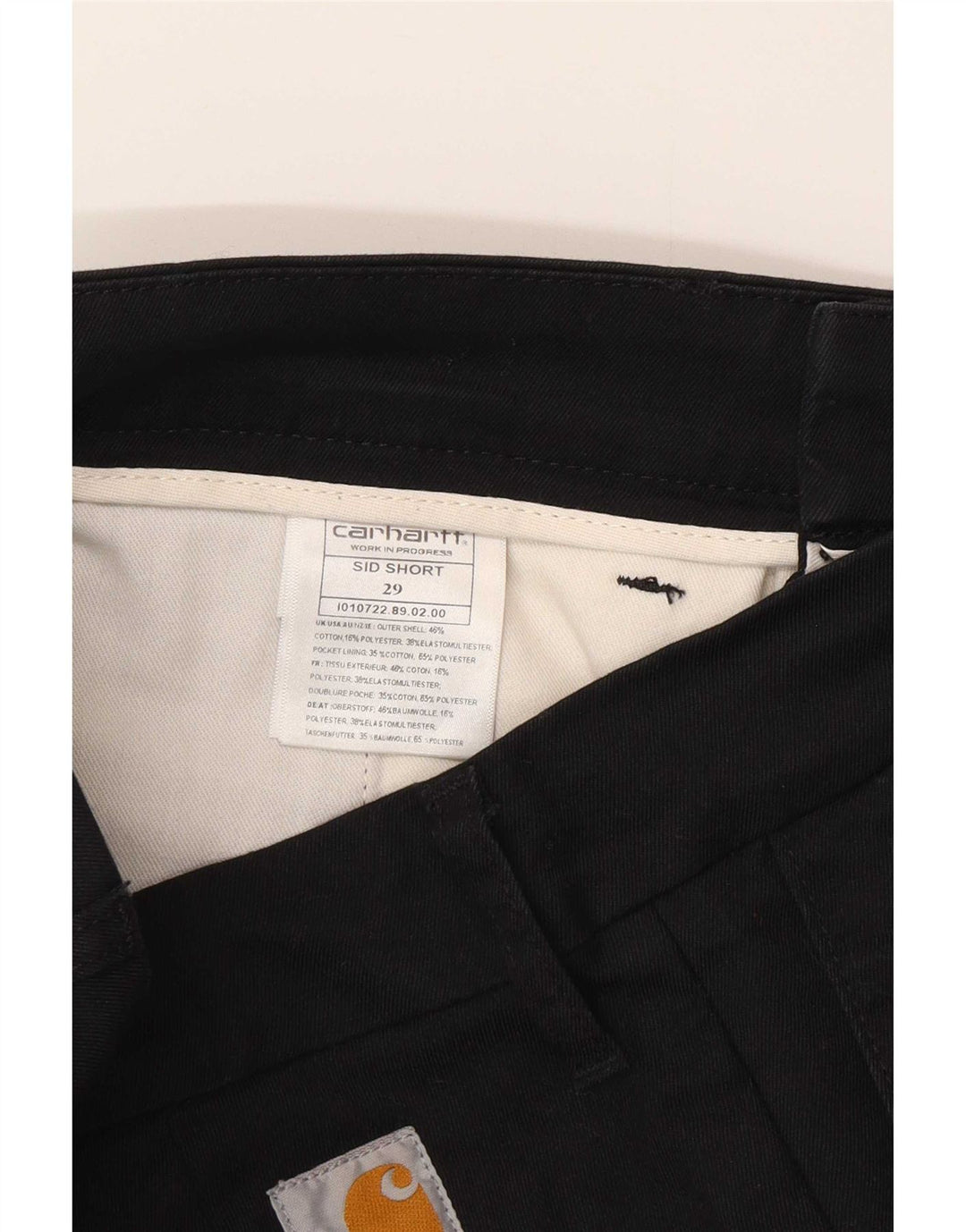 Męskie spodenki chino Carhartt W29, średnia czarna bawełna