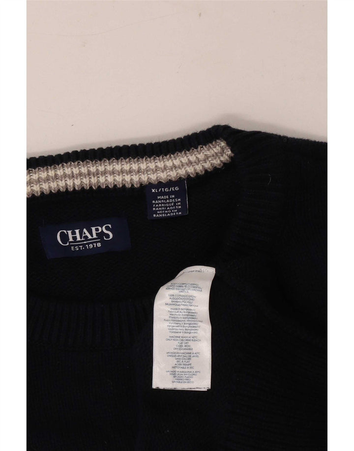 Męski sweter z dekoltem w łódkę Chaps XL, granatowy, bawełniany