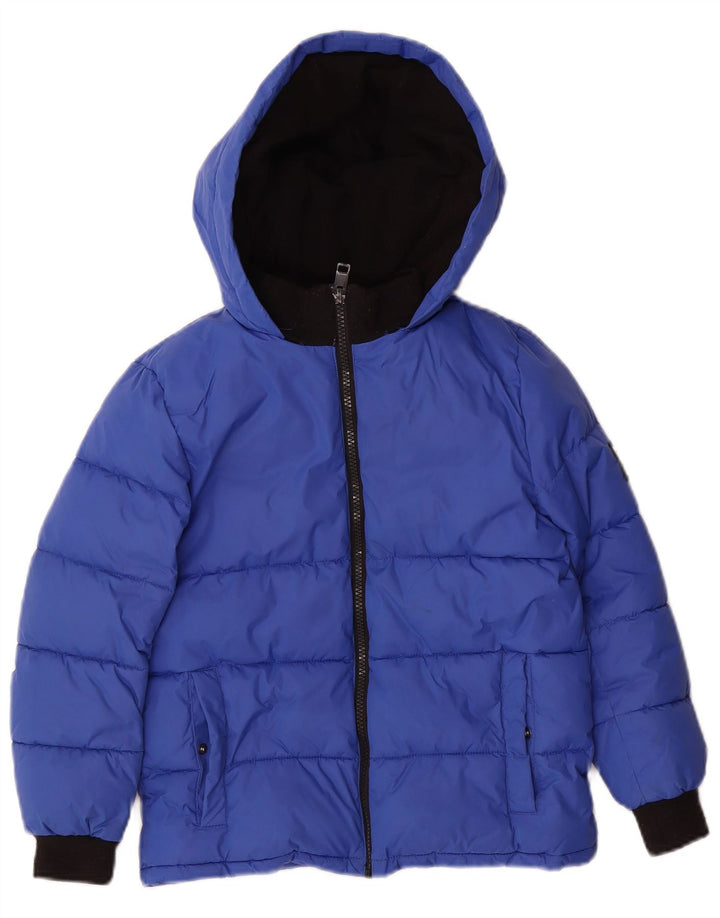 Chłopięca, wyściełana kurtka z kapturem i grafiką Diesel, 7-8 lat, niebieski nylon