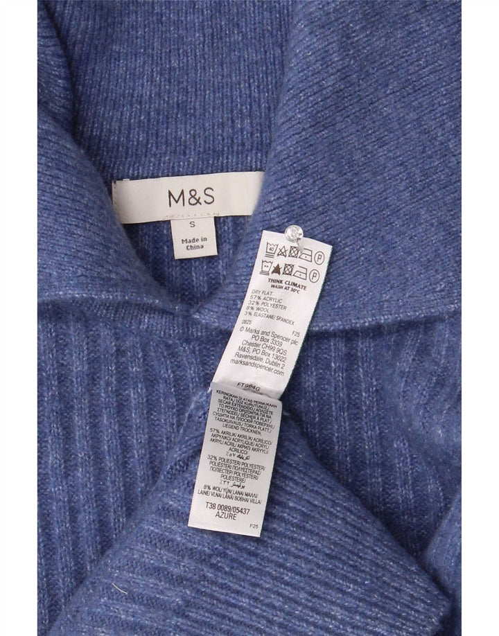 Marks & Spencer Damski sweter oversize z golfem UK 10 Small Blue
