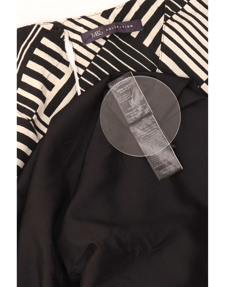 Marks & Spencer Damska sukienka typu shift z rękawem 3/4 UK 12, średnia czarna geometryczna