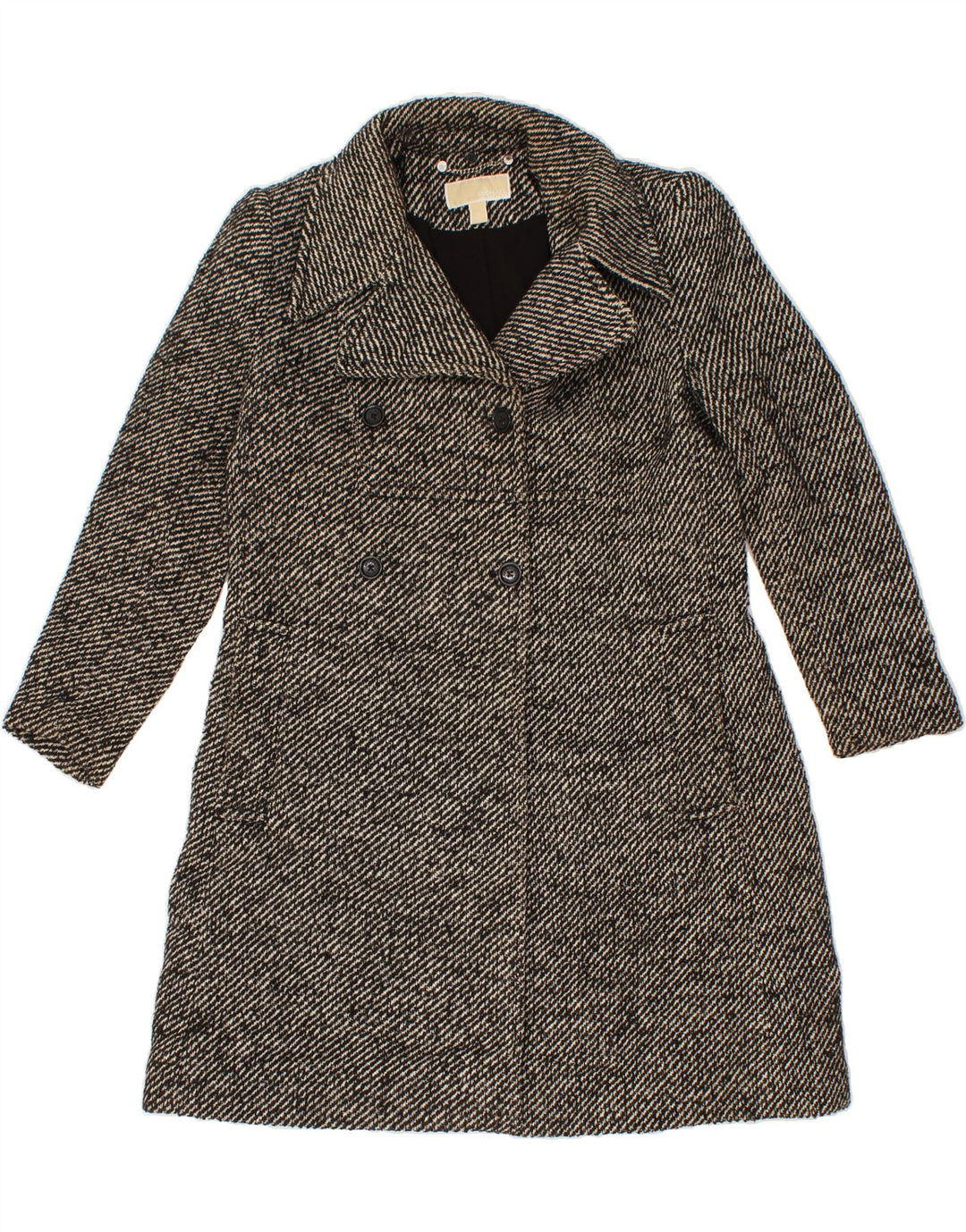 MICHAEL KORS Womens Double Breasted Coat US 12 Large Black Striped Vintage Michael Kors and Second-Hand Michael Kors from Messina Hembry 