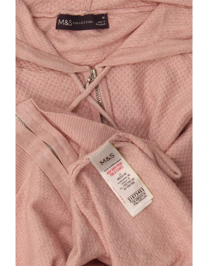 Marks & Spencer Damski sweter z kapturem i zamkiem, UK 14, średnioróżowy, wiskoza